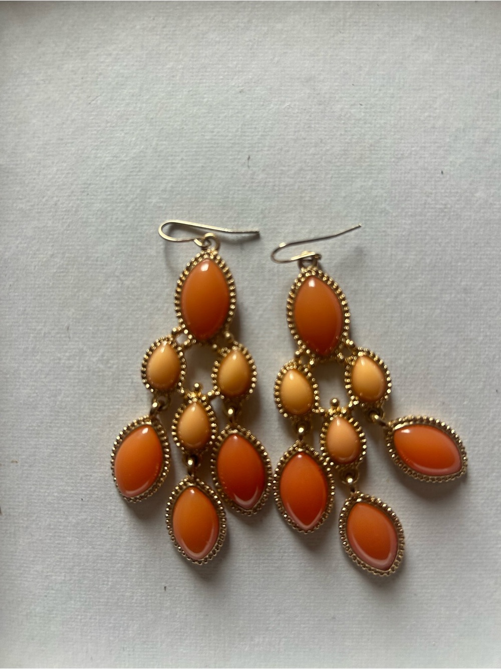 Gold-Tone Orange Multi-Drop Statement Earrings